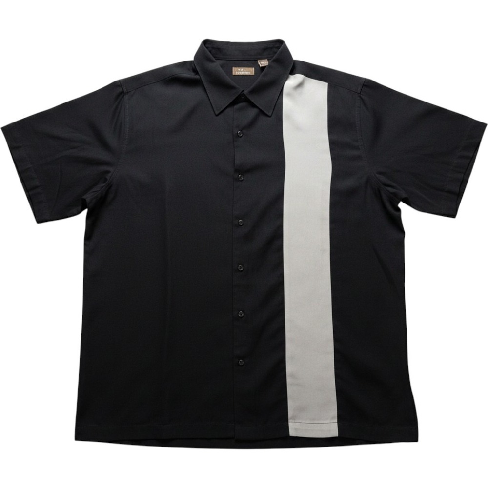 Cafe Luna Shirt Mens 2XL Black Colorblock Short Sleeve Button-Up Bowling Casual